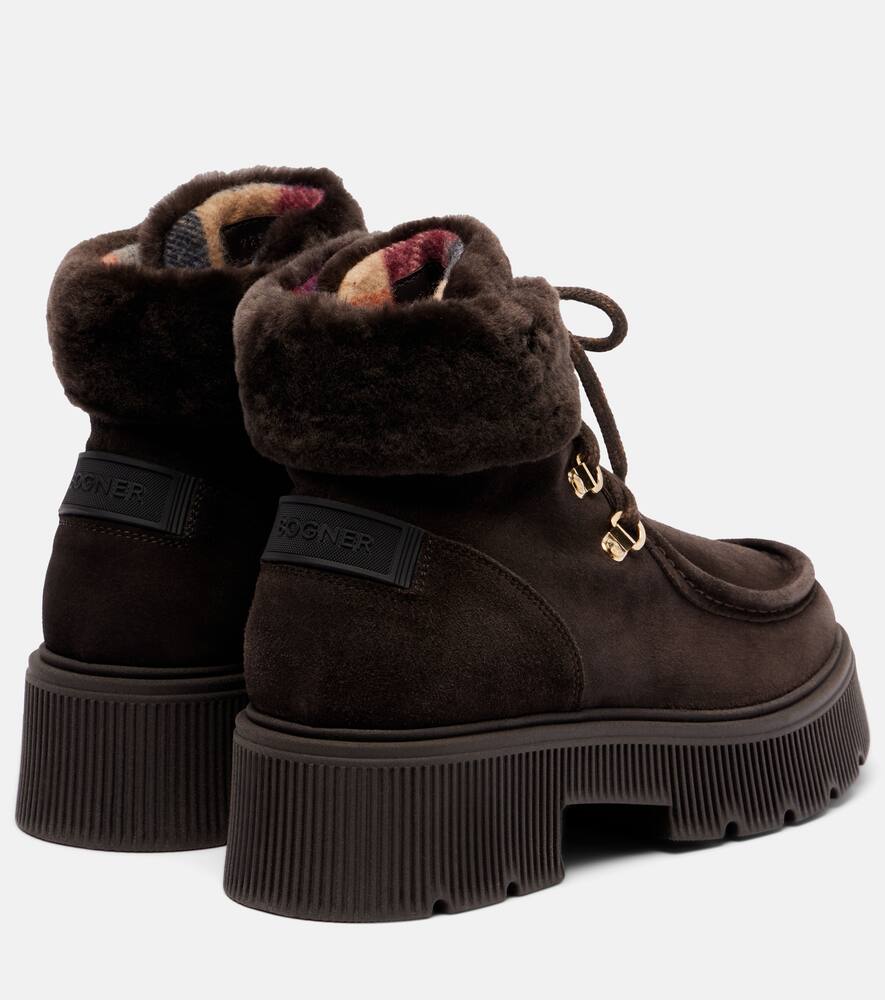 Туринские замшевые ботинки на шнуровке с отделкой из овчины Bogner, Dark Brown — фото 2