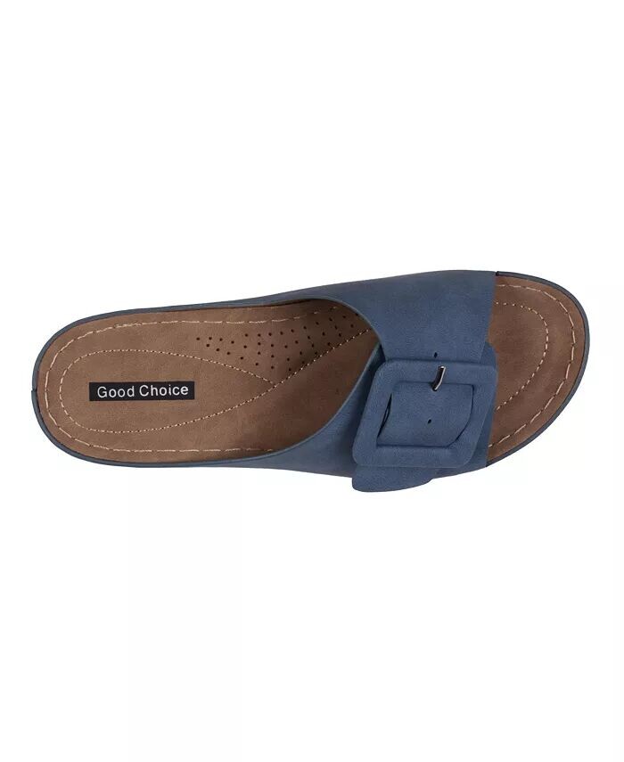 Женские сандалии на плоской подошве с пряжкой Hamden Comfort GC Shoes, синий — фото 4