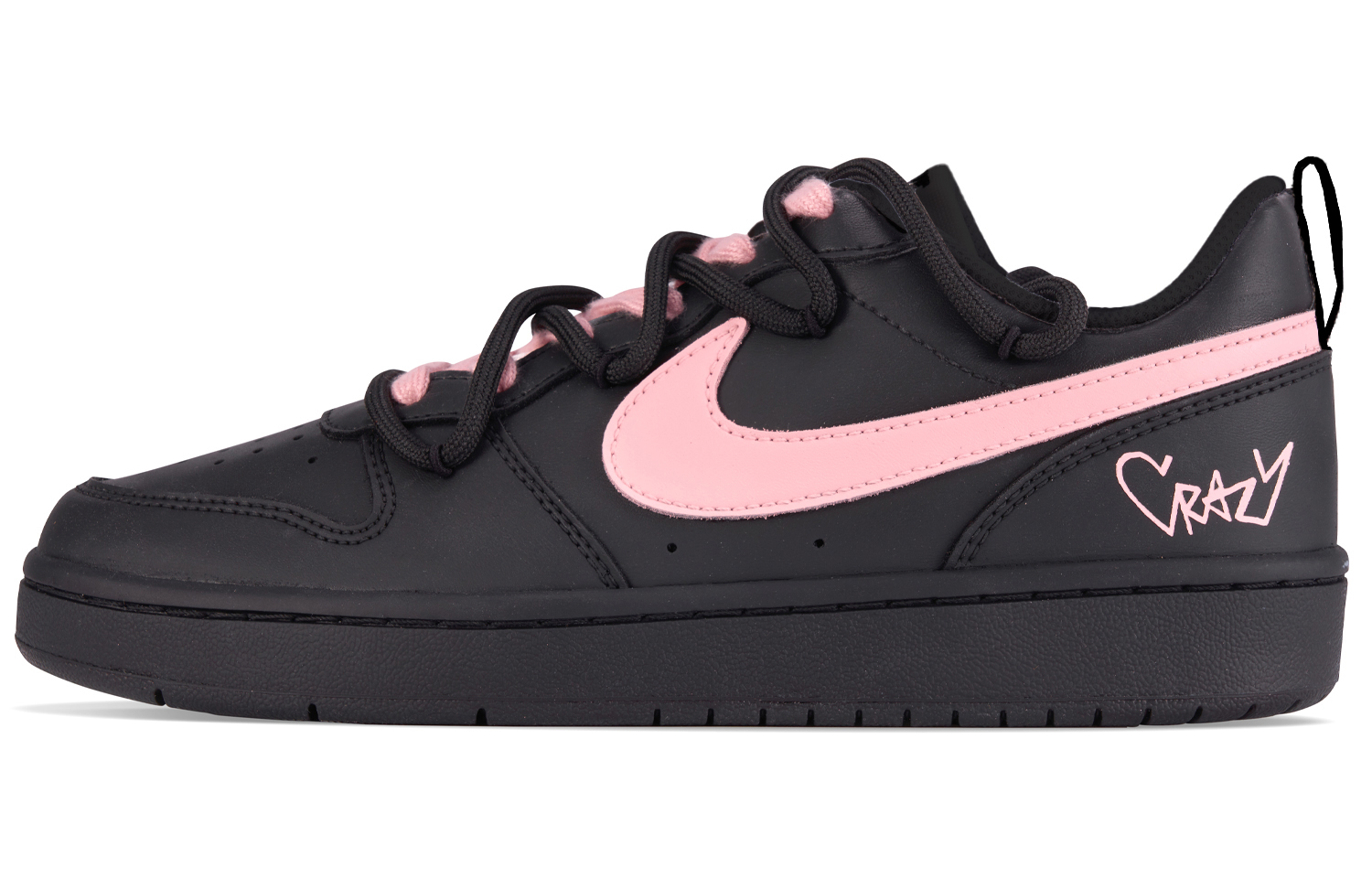 Nike Court Borough Rebel Girlish Противоскользящие Кроссовки для Скейтбординга Низкие GS Черный Розовый