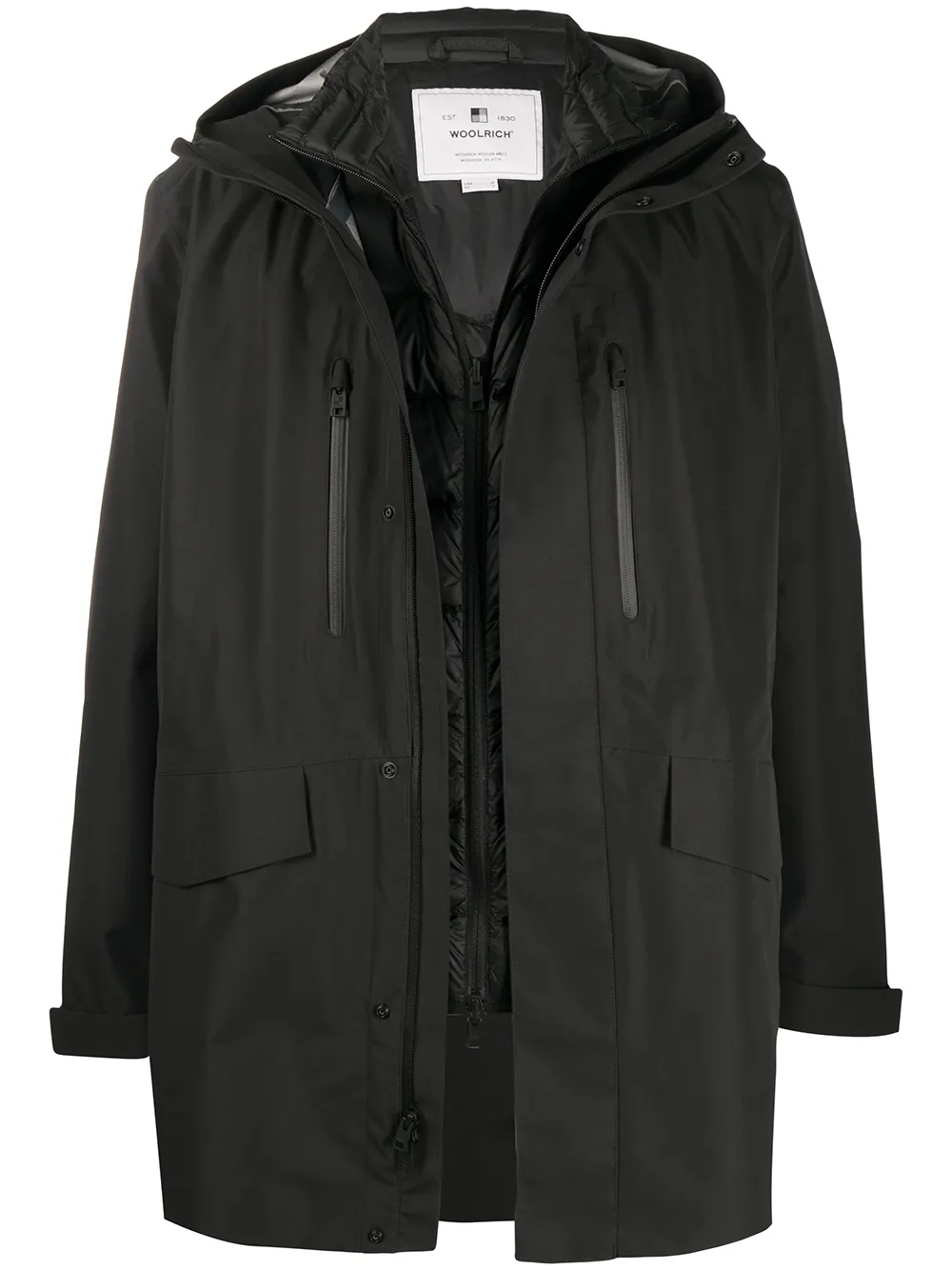 

Многослойный плащ WOOLRICH, черный
