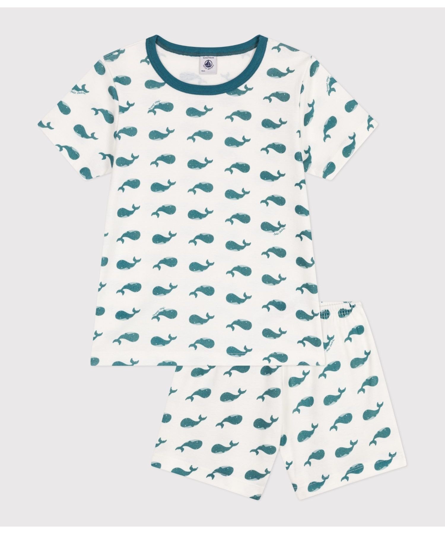 Пижама с короткими рукавами PETIT BATEAU, Off-white/green