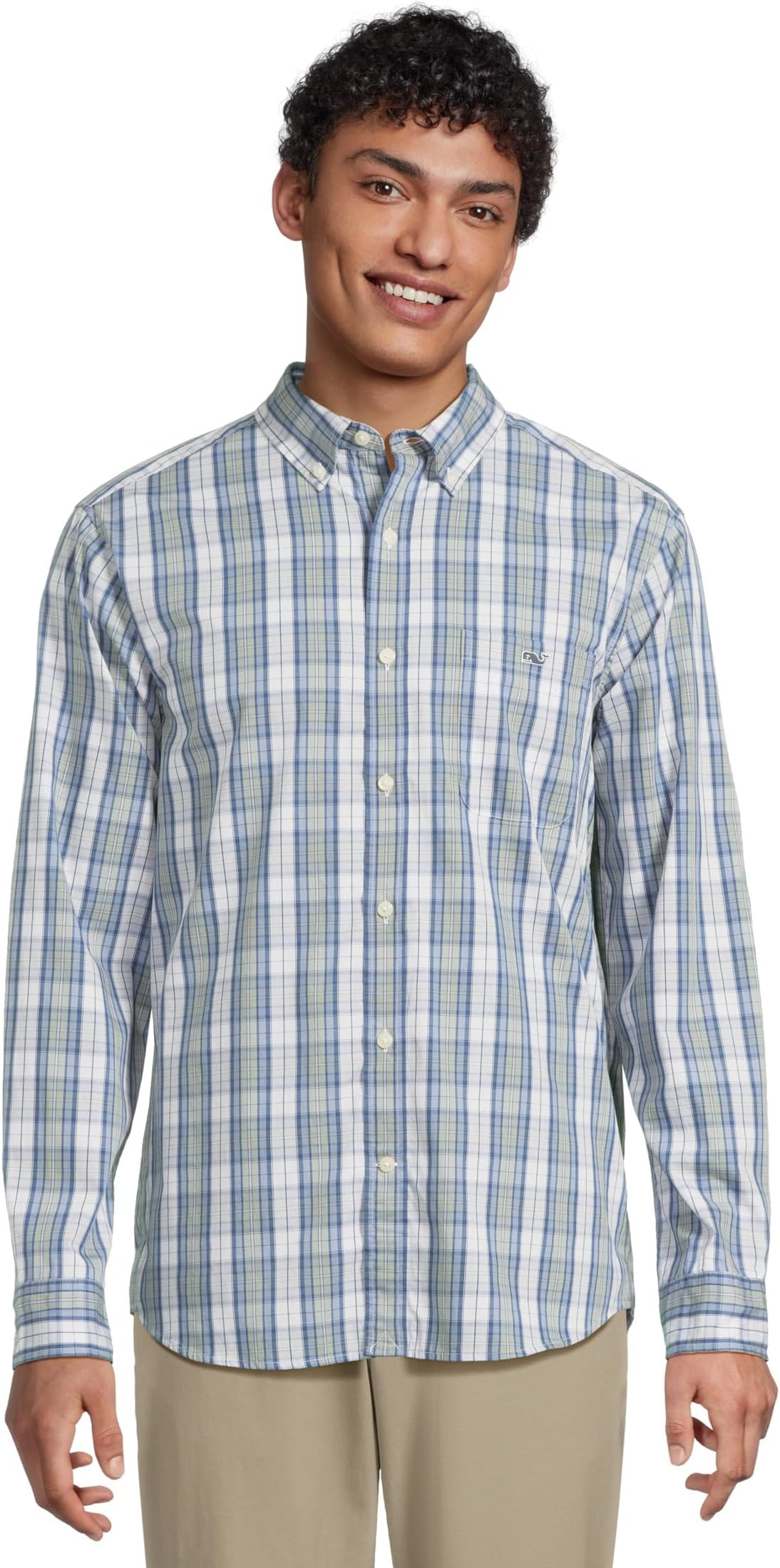 

Рубашка Vineyard Vines Washashore Plaid Perfect Wash Poplin Shirt, цвет Dune Grass