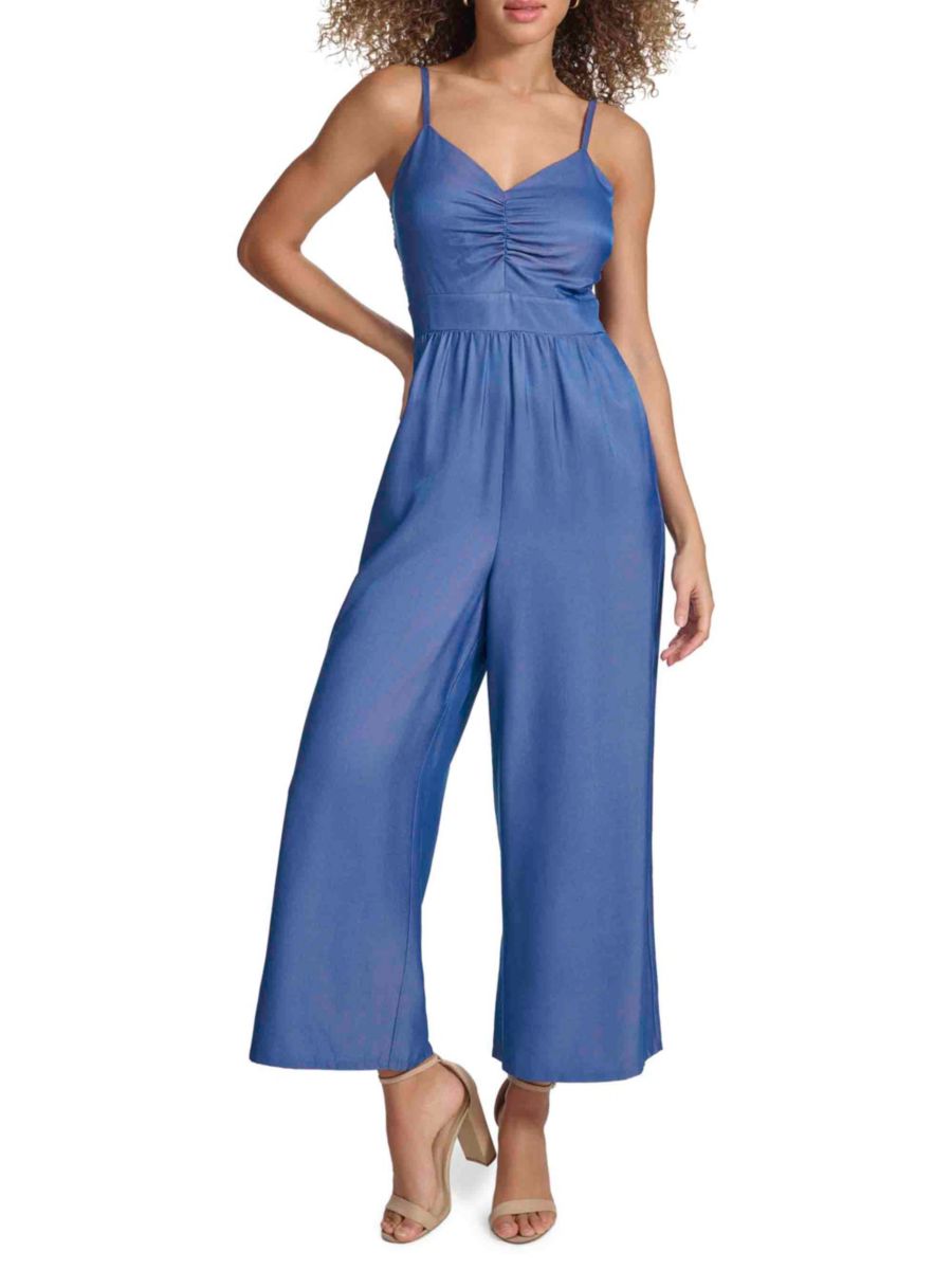 

Джинсовый комбинезон с V-образным вырезом Kensie, цвет Dark Blue