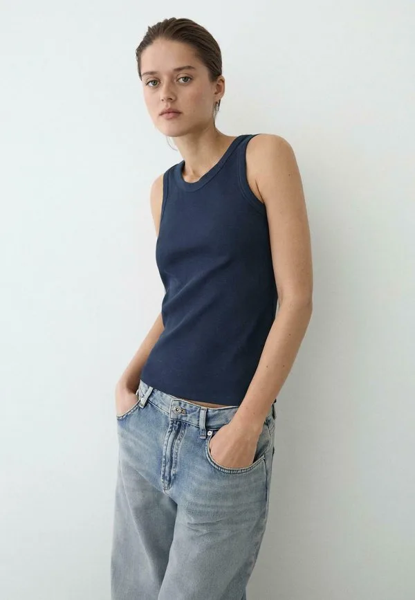 Футболка с коротким рукавом и контрастными деталями Massimo Dutti, Mottled Dark Blue