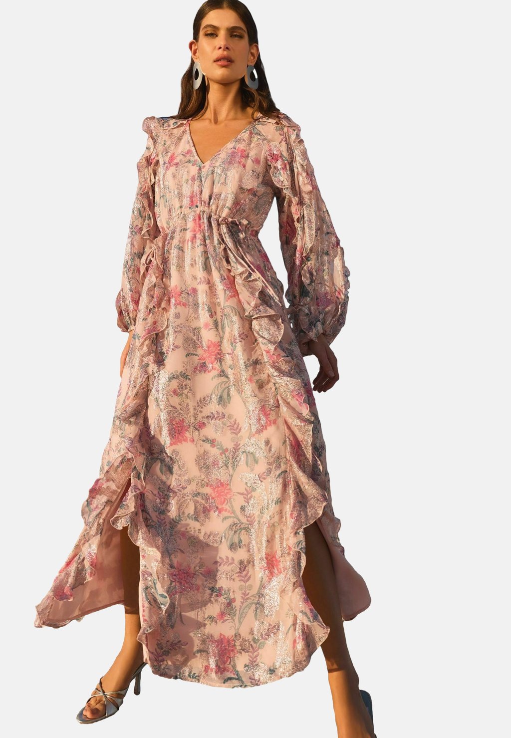 

Платье макси REGULAR FIT - PRINTED RUFFLE V-NECK Love & Roses, розовый