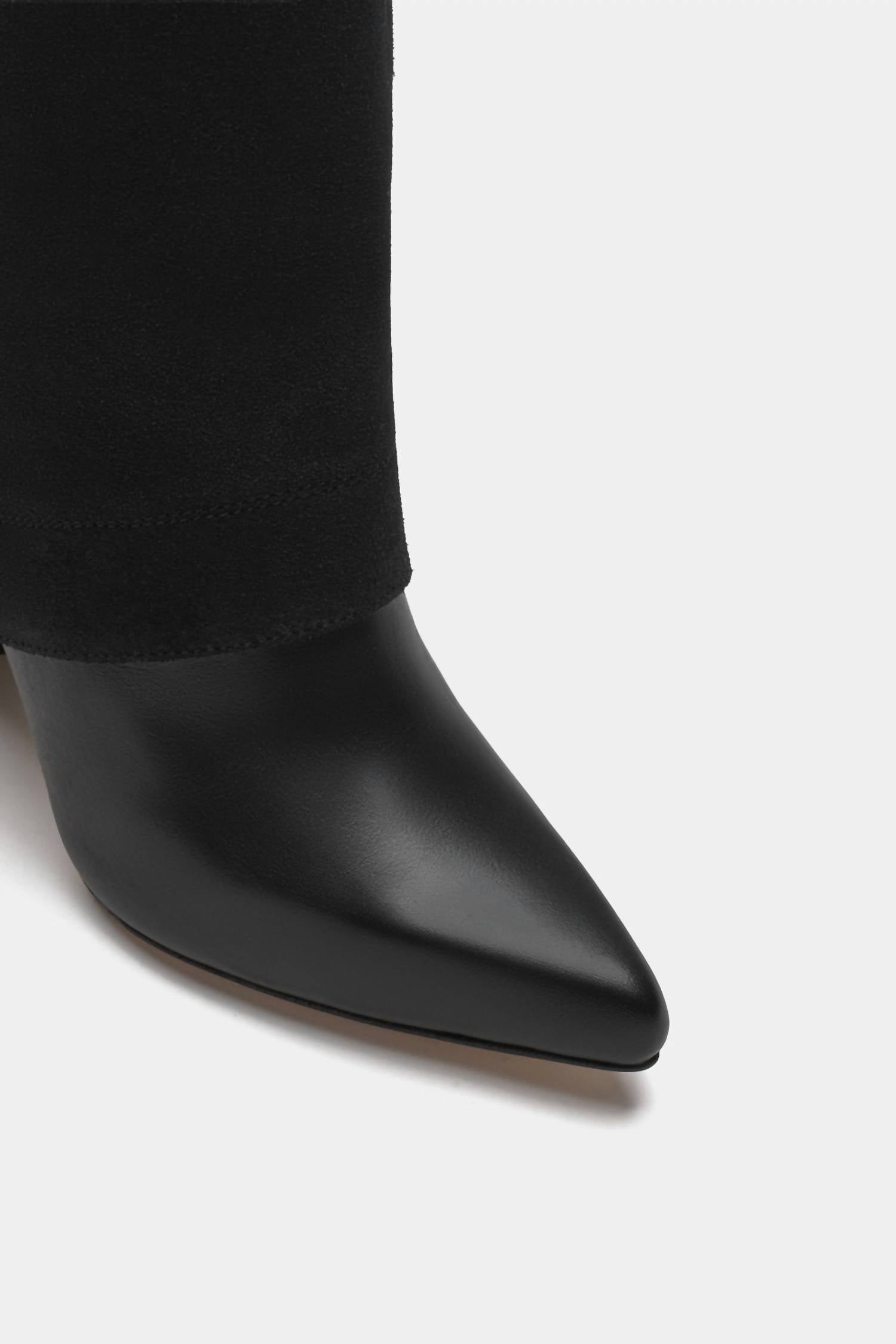Женские высокие кожаные ботинки с накладками черные Dante Shoes — фото 4