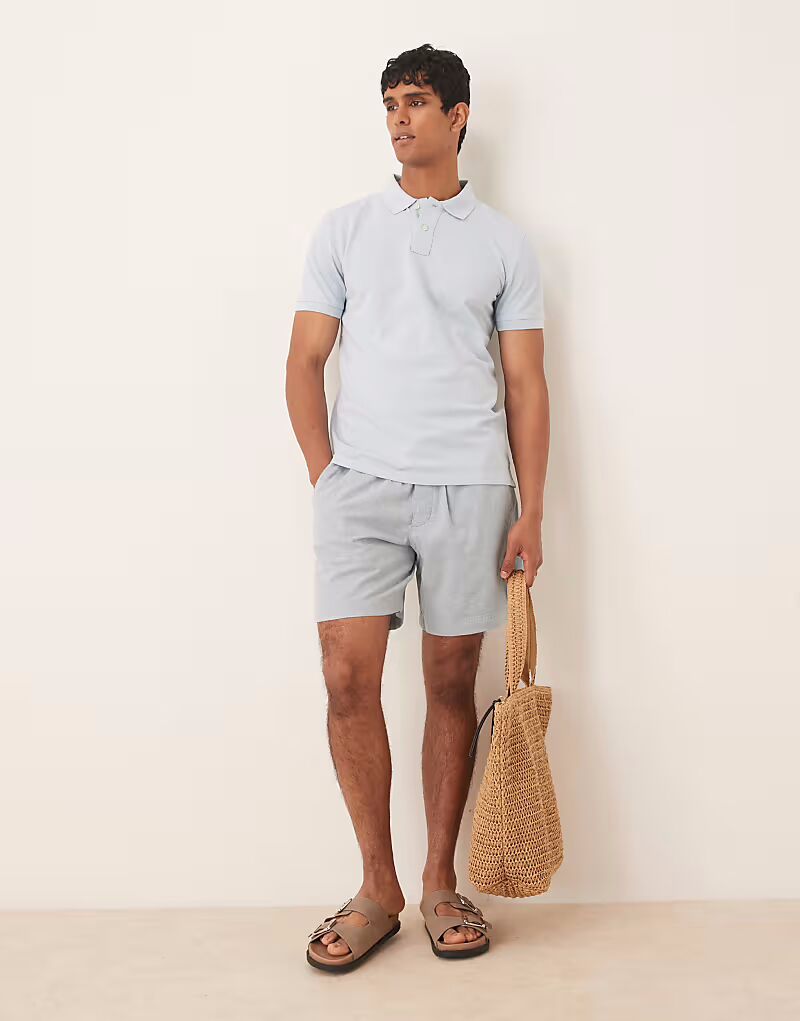 

Abercrombie & Fitch 8"" льняные шорты серого цвета
