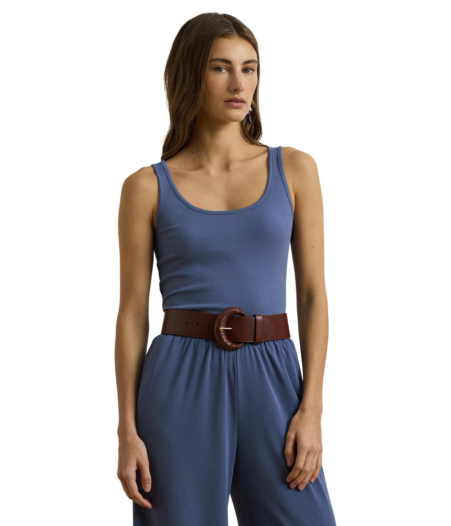 

Топ Lauren Ralph Lauren Stretch Cotton Tank Top, Capri Blue