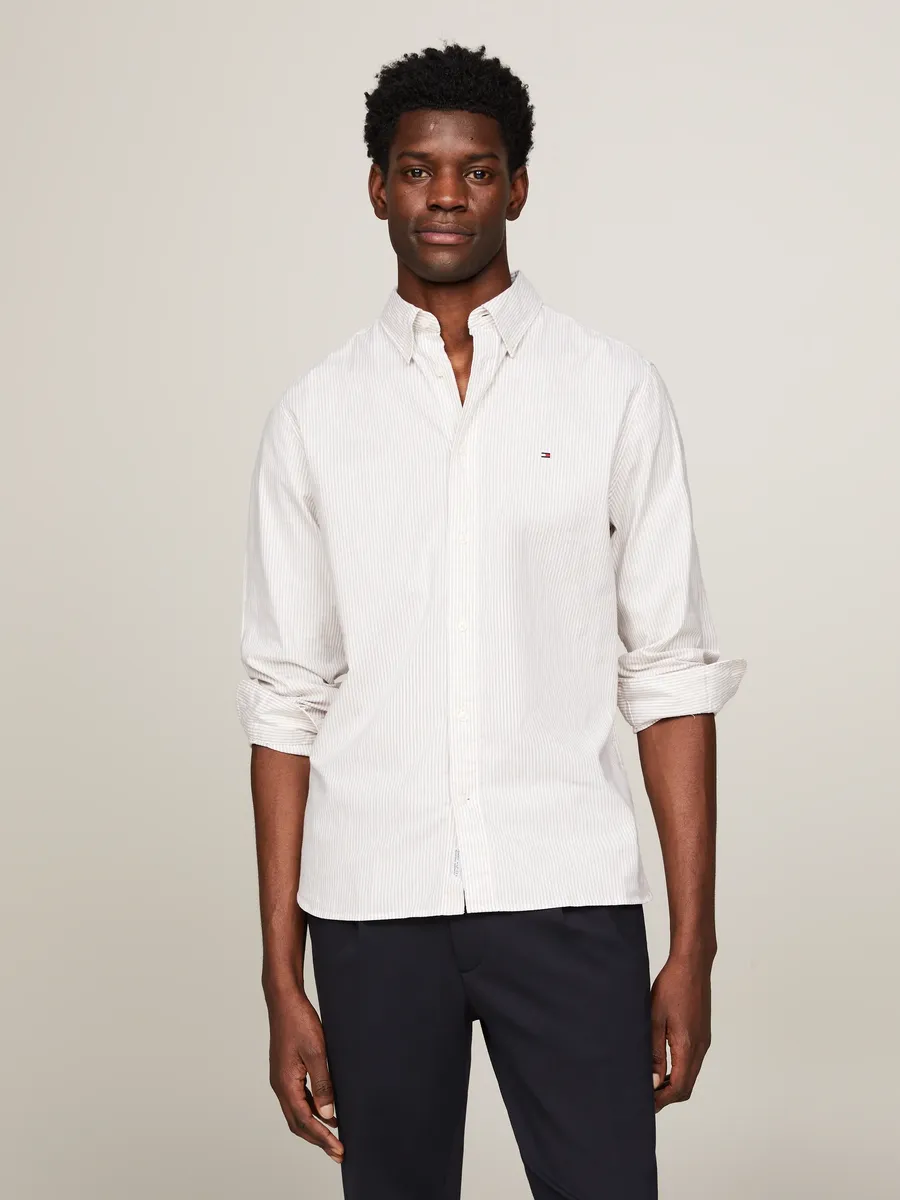 

Рубашка с длинными рукавами Tommy Hilfiger "1985 FLEX OXFORD STRIPE RF SHIRT", в полоску, белый