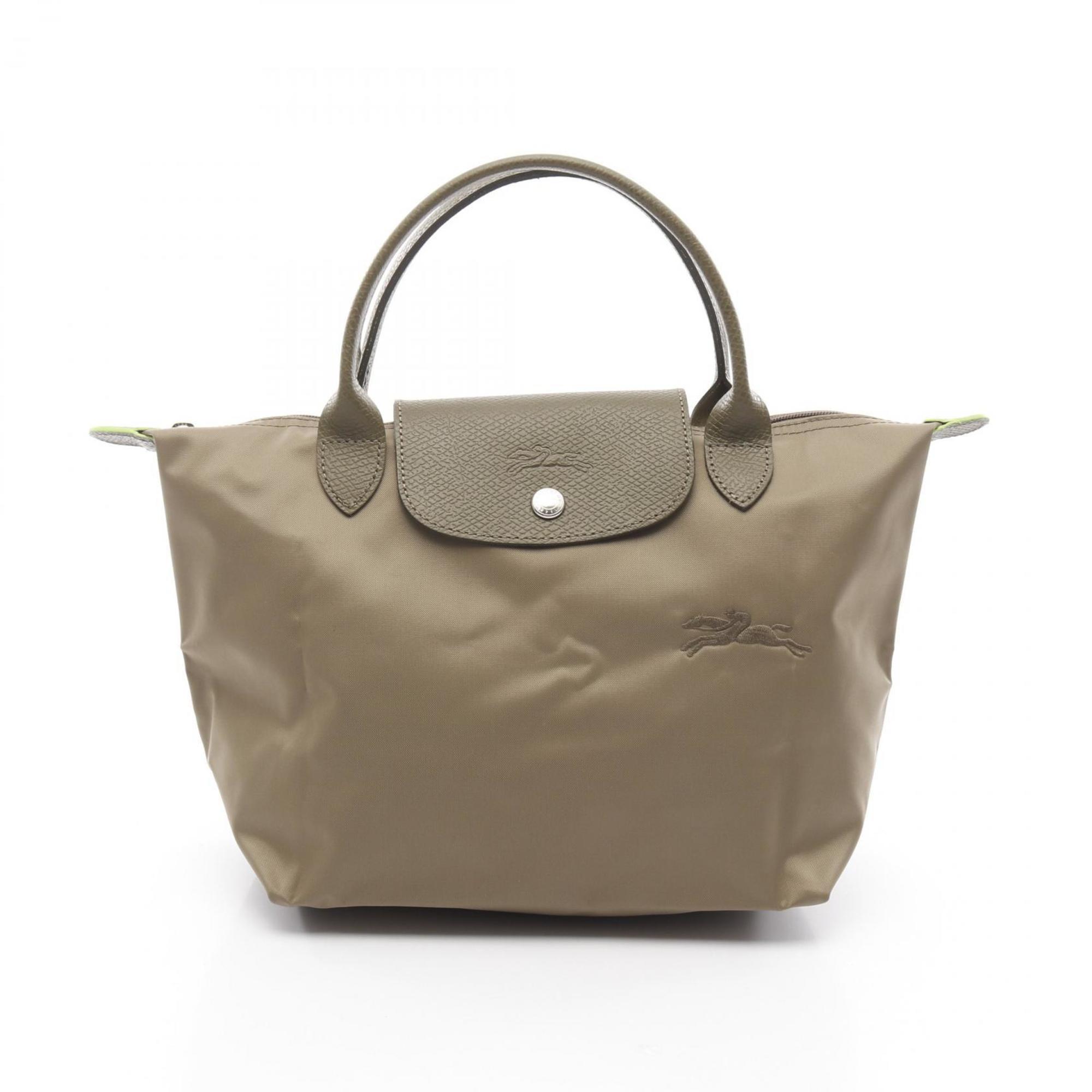 

Longchamp Le Pliage Нейлоновая кожаная сумка-тоут, хаки