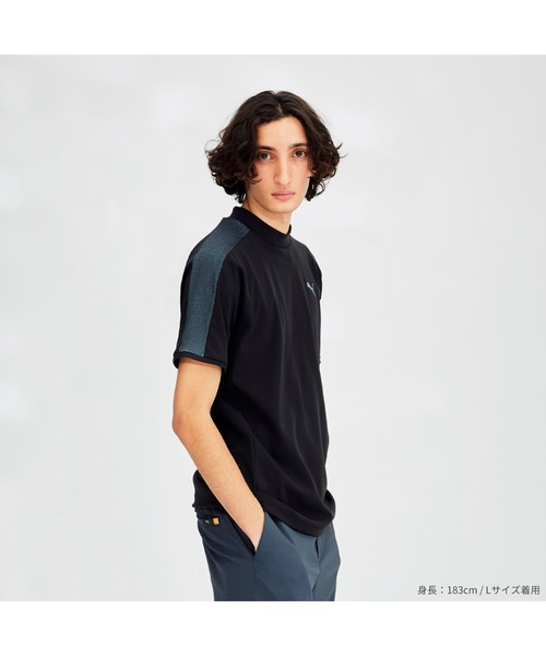 

Мужская футболка для гольфа PUMA PF Tech Line 3D с высоким воротником, черная