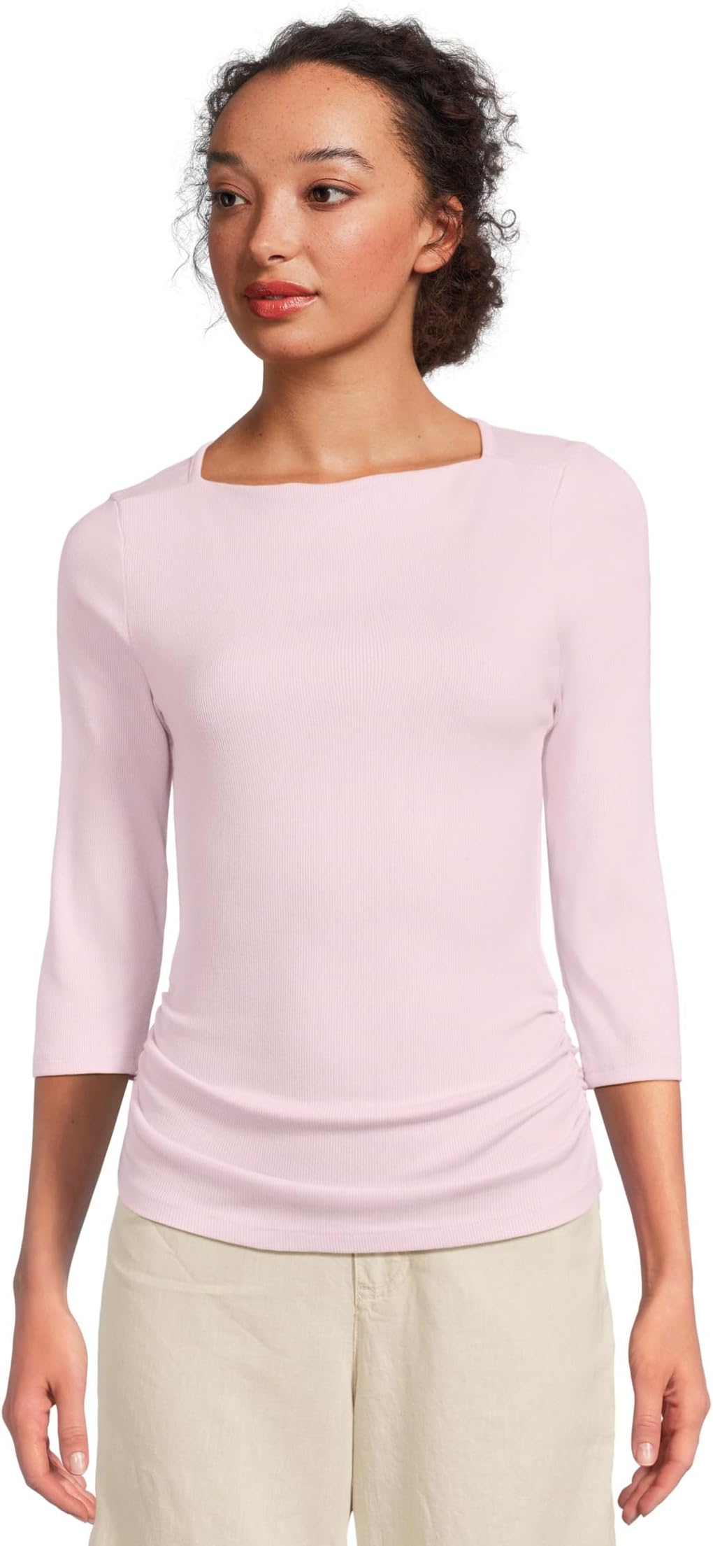 

Топ Michael Stars Asha 3/4 Sleeve Straight Neck Top, цвет Lychee