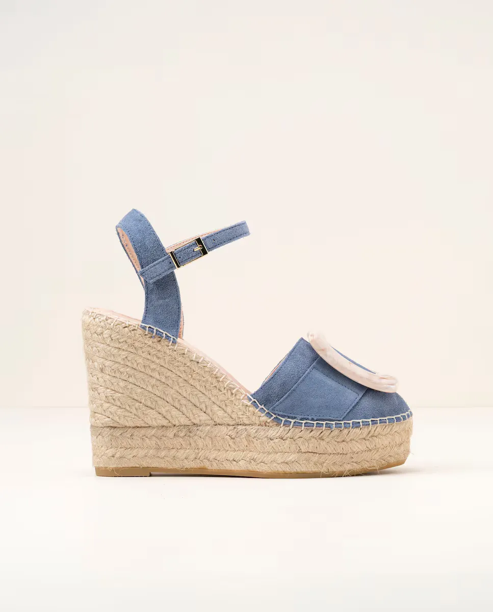 Женские эспадрильи на танкетке на платформе из замши Macarena Shoes, индиго/синий — фото 2