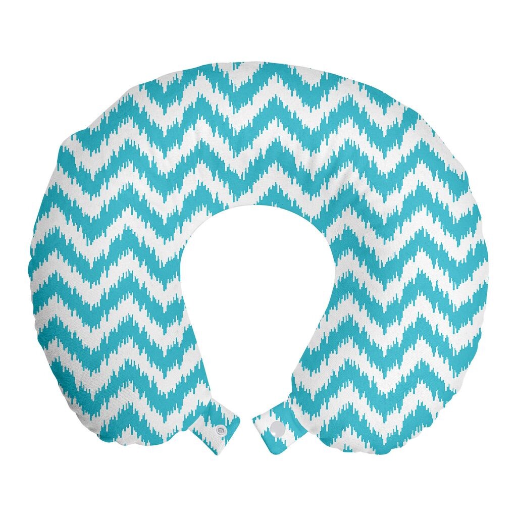 

ABAKUHAUS Aqua Chevron Дорожная подушка для шеи, зигзаги с шероховатым дизайном, дорожные принадлежности из пенопласта для самолета и автомобиля, 30x30 см, морской синий и белый