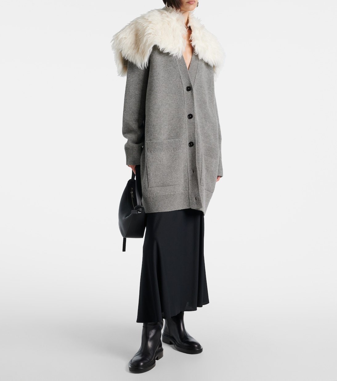 Кардиган из смеси шерсти, хлопка и кашемира Jil Sander, Volcanic Glass — фото 2