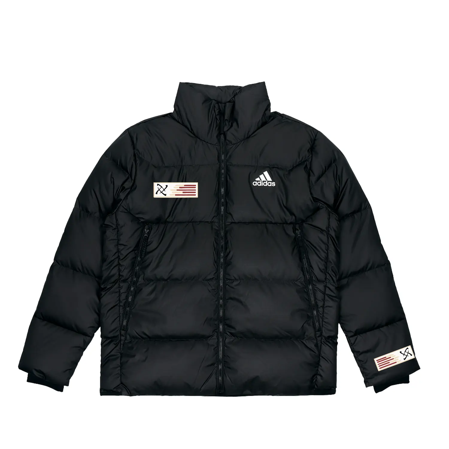 

Adidas Пуховая куртка унисекс, черная, с воротником-стойкой, средней жесткости