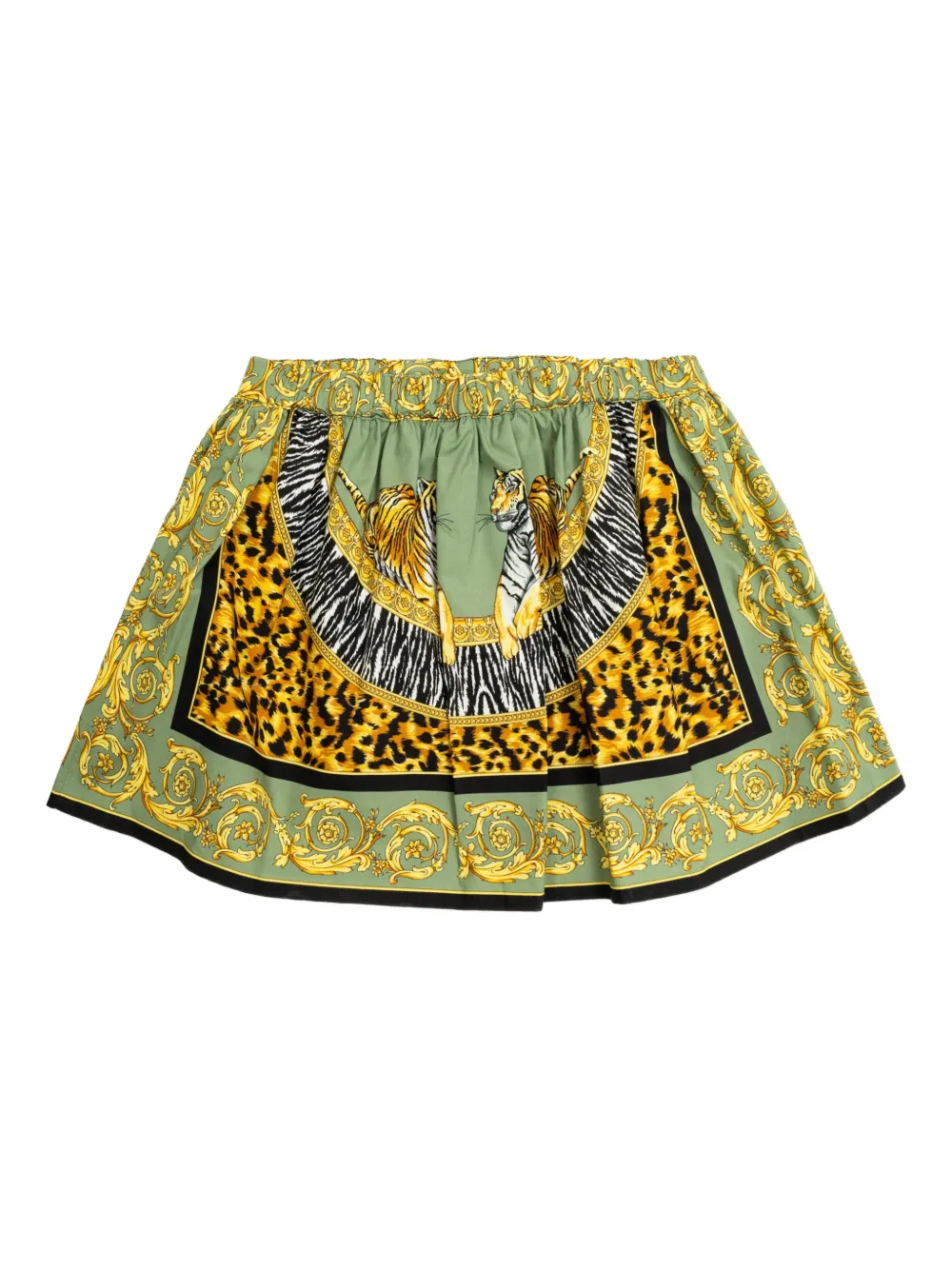 Юбка с тигровым принтом Versace Kids, зеленый — фото 2