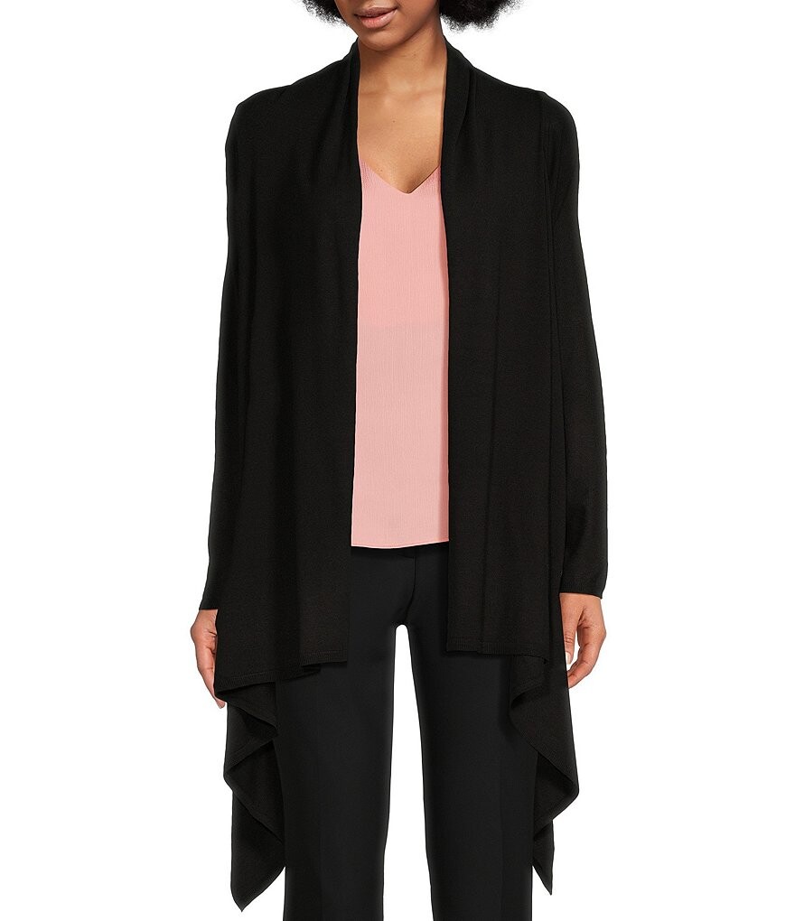 

Donna Karan Драпированный кардиган с открытым передом, черный