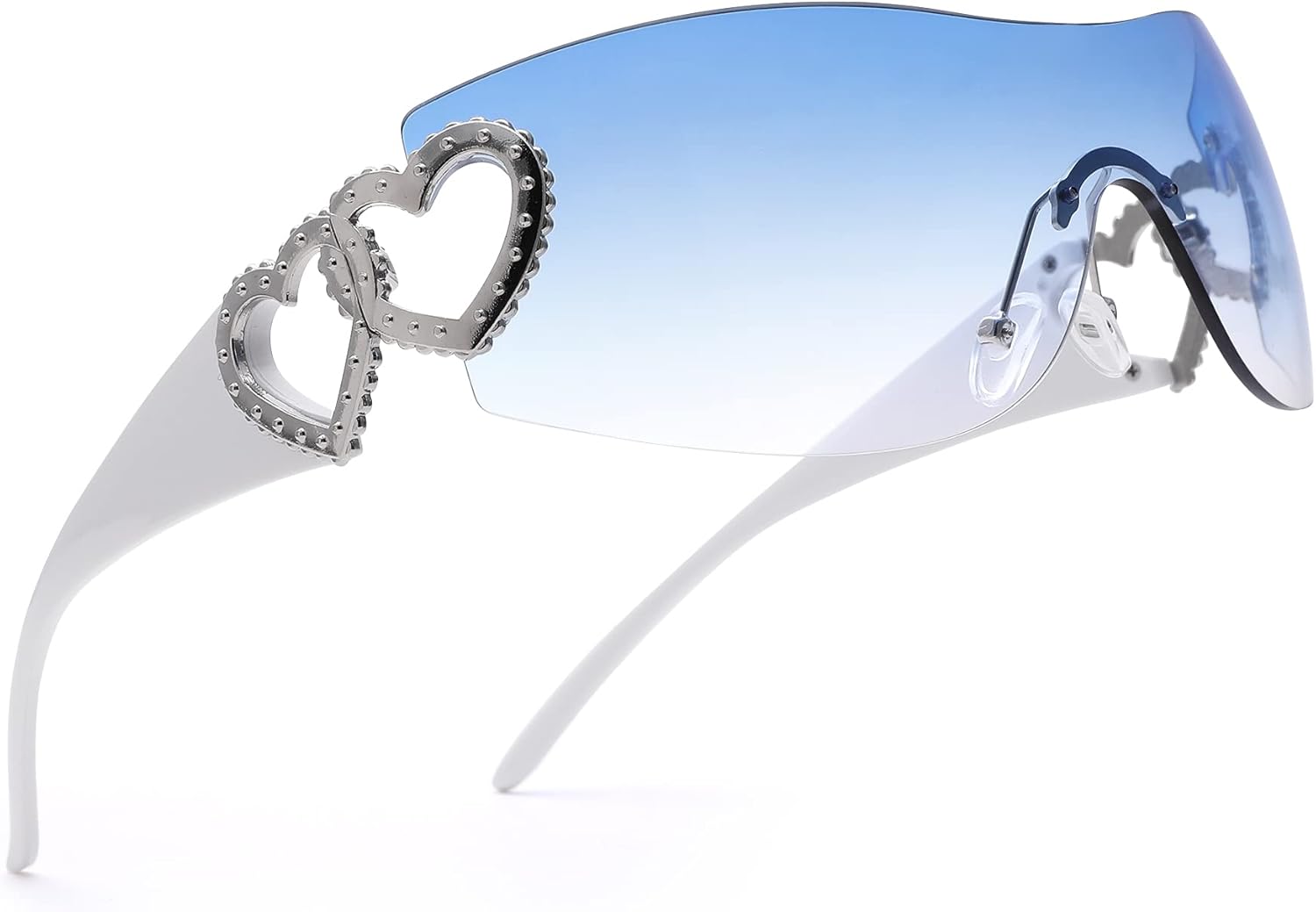 

Солнцезащитные очки Pro Acme Wrap Around Rimless Sunglasses для женщин и мужчин, большие, модные, футуристические солнцезащитные очки в стиле 2000-х, B3 - White Frame | Gradient Blue Lens