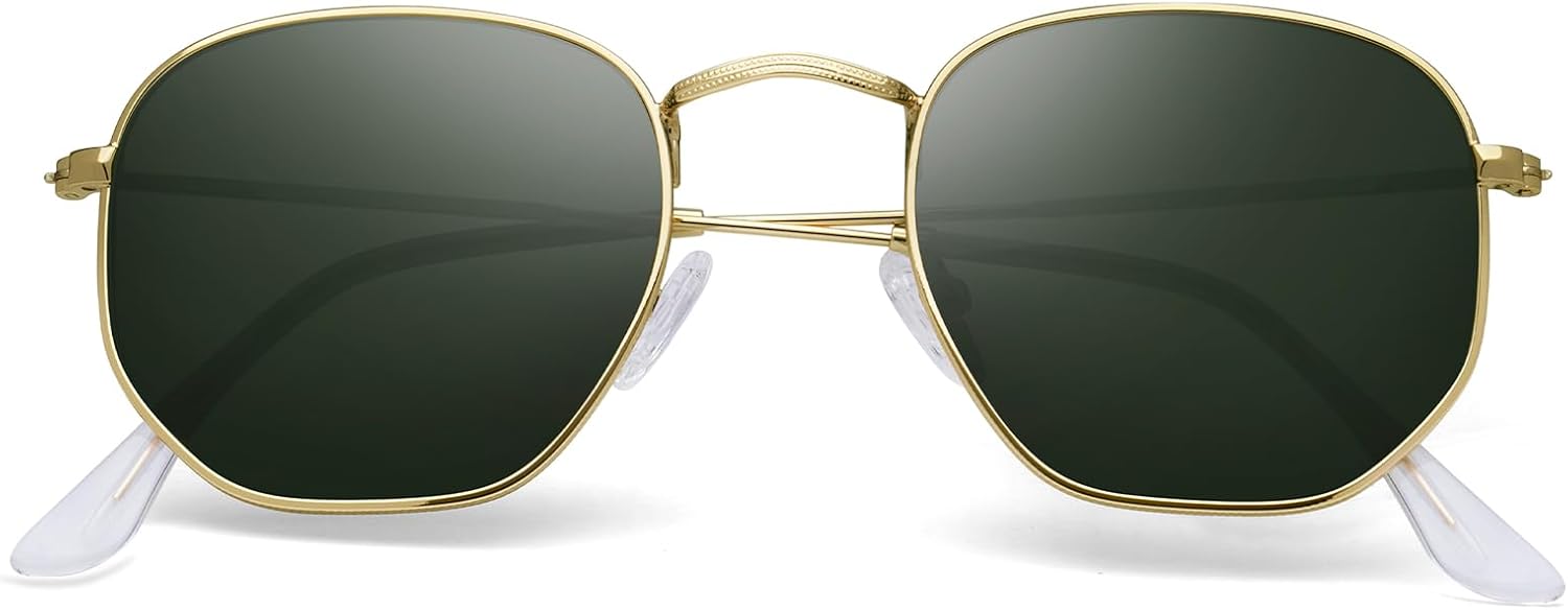 

Поляризованные солнцезащитные очки для женщин и мужчин. Модные квадратные, шестиугольные, плоские, зеркальные солнцезащитные очки с защитой от УФ-излучения YWWPMDOF, A07-gold/G15/Clear