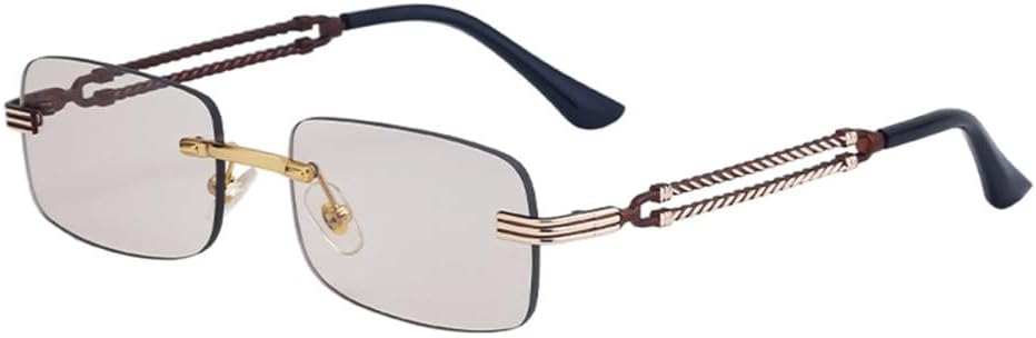 

Солнцезащитные очки в стиле ретро, ​​без оправы, прямоугольной формы, для женщин и мужчин, роскошные, модные, в винтажной металлической оправе, очки для вождения LVTFCO, C6champagne