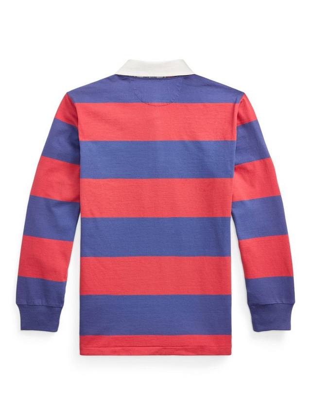 Детская хлопковая регбийка с длинными рукавами Ralph Lauren, Red/Blue — фото 2