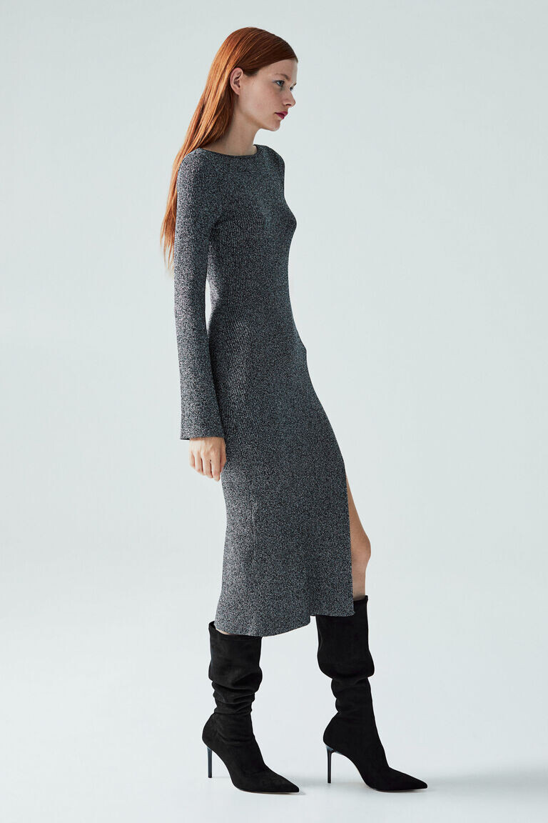 

Облегающее платье рельефной вязки H&M, серый