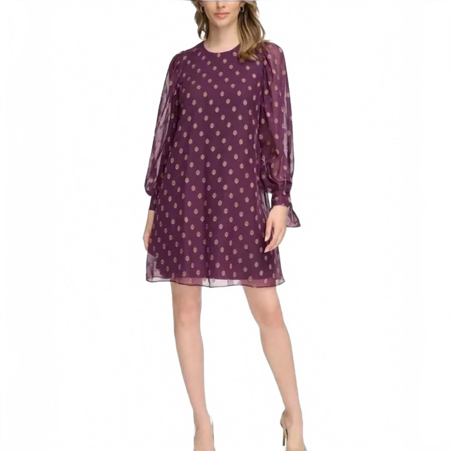 

Принтованный платье-трапеция в бордовом и золотом Calvin Klein