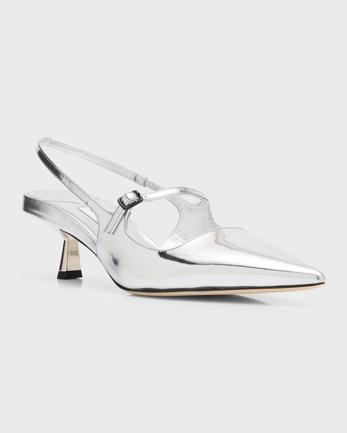 Туфли-лодочки Mary Jane металлизированного цвета с пяткой на пятке Didi Jimmy Choo, цвет Silver — фото 3