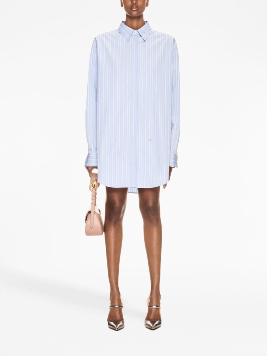 Off-White поплиновая рубашка в тонкую полоску, синий — фото 2