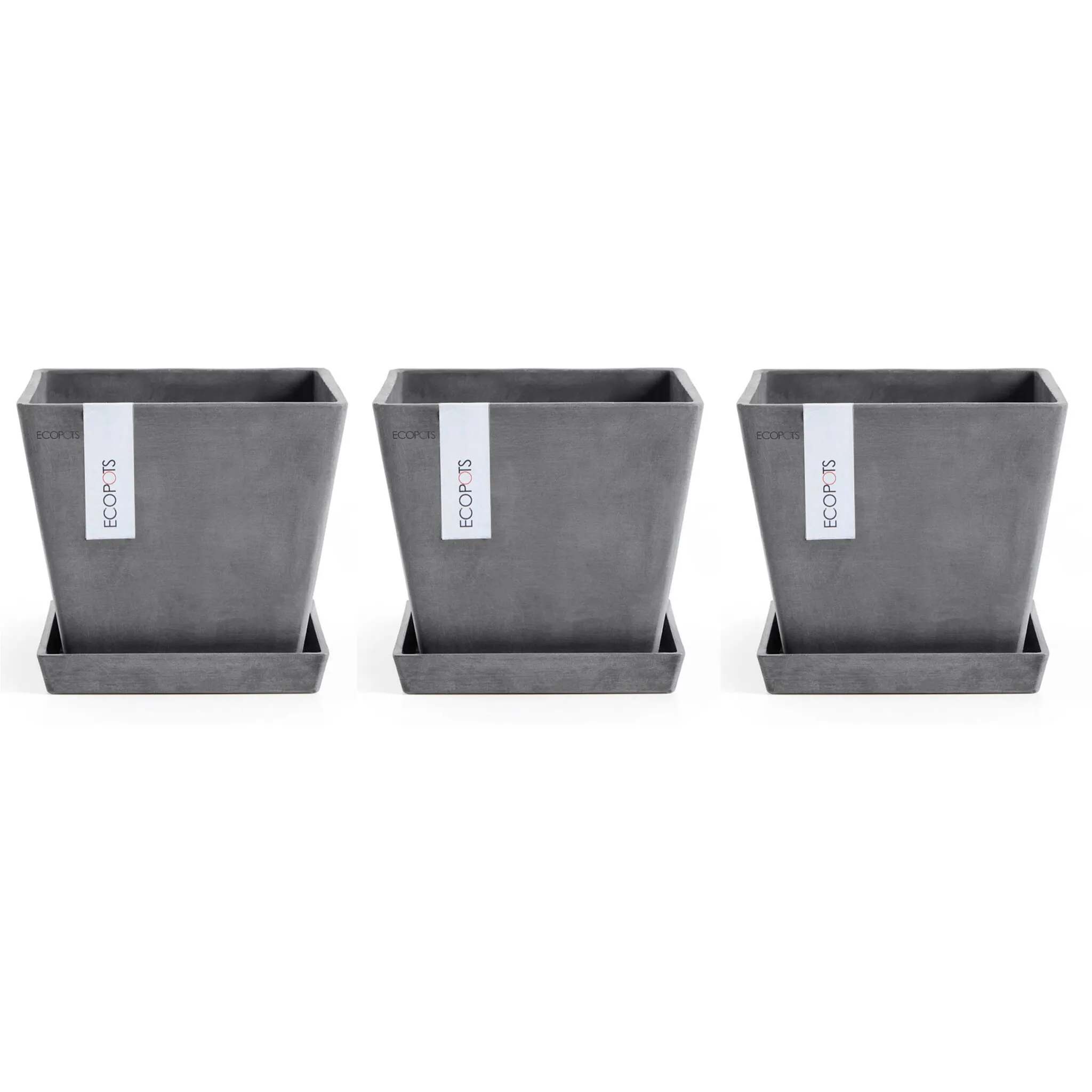 

Цветочный горшок ECOPOTS «Роттердам» (набор из 3 предметов), с подходящим блюдцем, серый