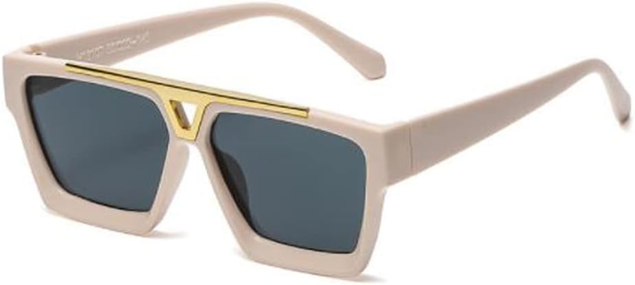 

Квадратные солнцезащитные очки в крупной металлической оправе с декоративной отделкой, солнцезащитные очки с защитой от ультрафиолета (оправа цвета "молочный чай", серые хлопья) PUB, Milk Tea Frame Grey Flakes