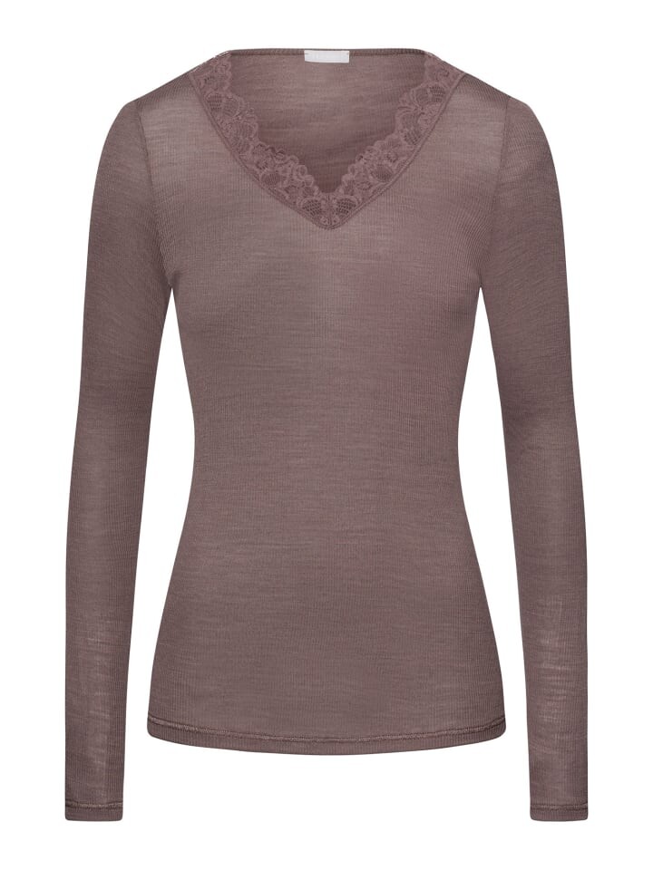 

Лонгслив Hanro Woolen Lace, цвет stonewash