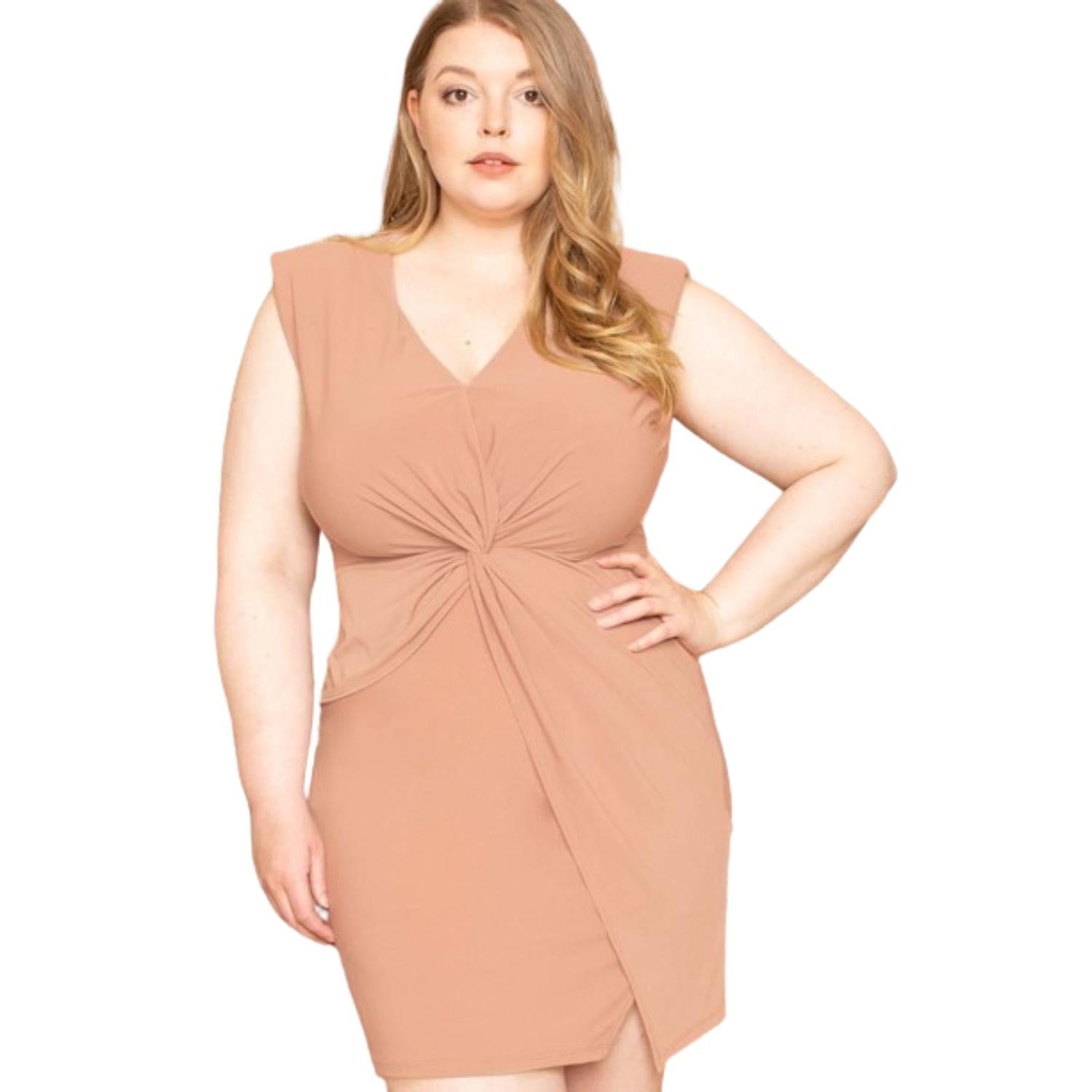 

Мини-платье размера плюс с перекрученной талией FASHNZFAB, цвет mauve