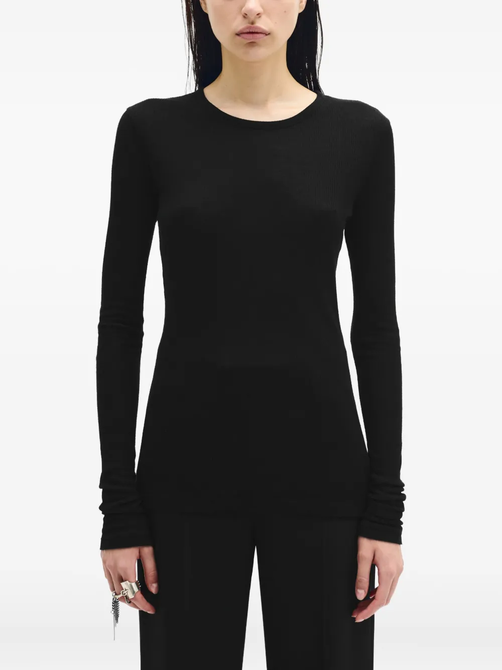 

Ребристый топ Fiene с длинными рукавами Ann Demeulemeester, черный