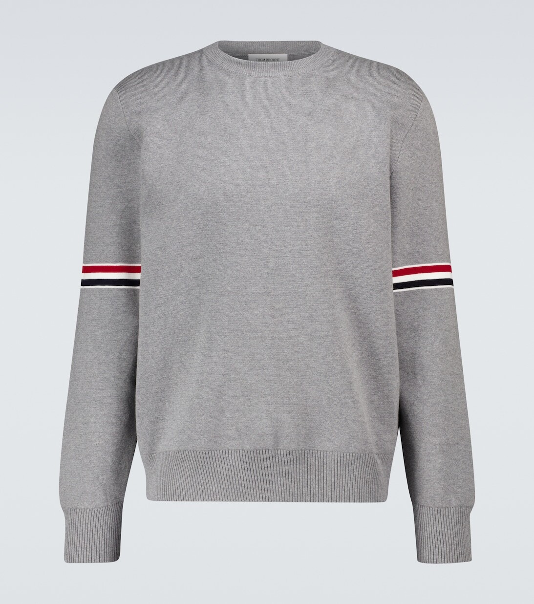 

Свитер Tricolor Inlay из хлопка с миланским швом Thom Browne, серый