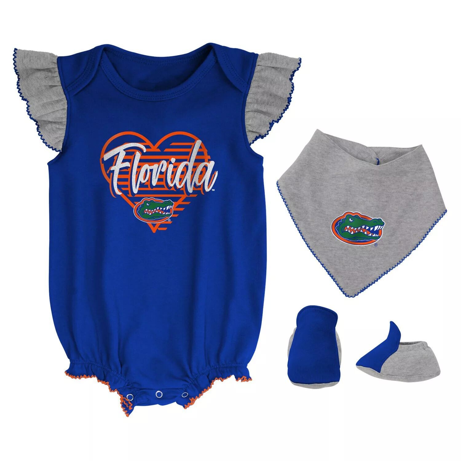 

Для новорожденных и младенцев комплект с нагрудником и пинетками Royal/Heather Grey Florida Gators All The Love Outerstuff