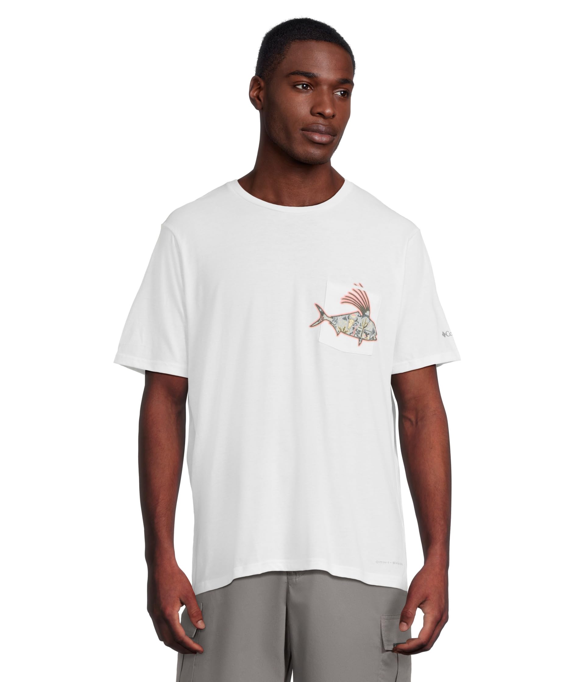 

Футболка Columbia Wild Cast Pocket Tee, White/PFG Pocket Baja Rooster