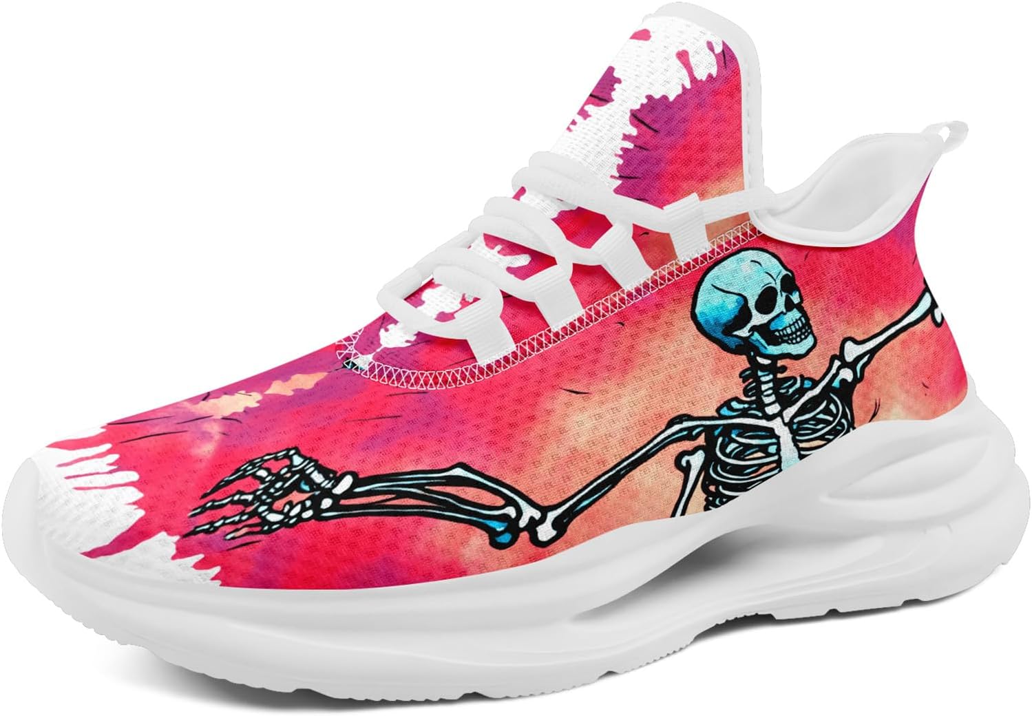 

Мужские беговые кроссовки AWSOLE в готическом стиле, с черепами, легкие, дышащие, модные кроссовки, повседневные спортивные для тренажерного зала и прогулок, белый/розовый/голубой/серый