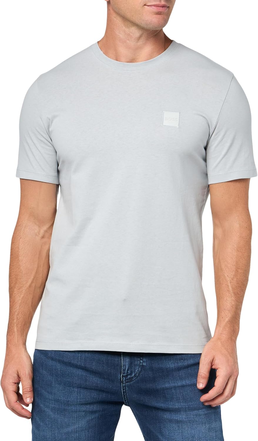 

Мужская футболка BOSS с тональной тканой нашивкой-логотипом, Medium Rise Grey, Серый, Мужская футболка BOSS с тональной тканой нашивкой-логотипом, Medium Rise Grey