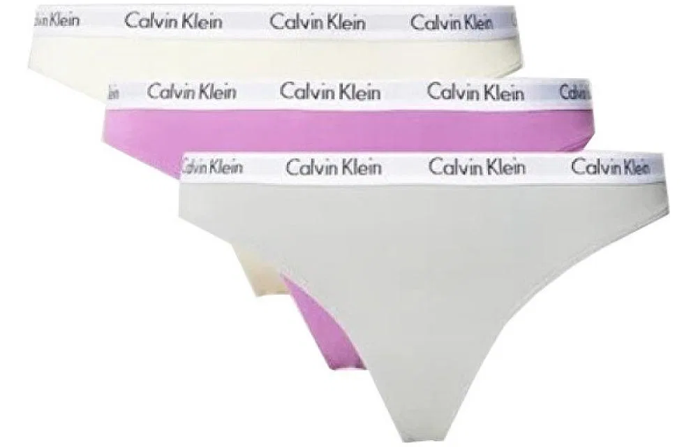 Женские стринги Calvin Klein 3 шт набор серебро+ваниль+ирис