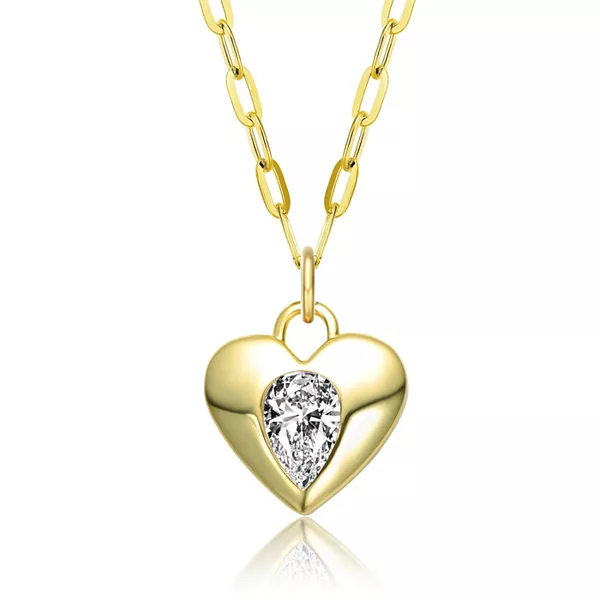 

Ожерелье с подвеской в форме сердца, покрытое 14-каратным золотом и прозрачным кубическим цирконием Rachel Glauber, gold