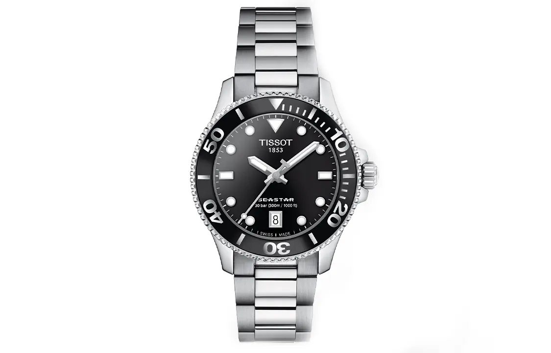 

TISSOT Часы Starfish Collection Quartz Movement Women's Watch 36mm Black Dial Stainless Steel Case Stainless Steel Watchband, Black Dial