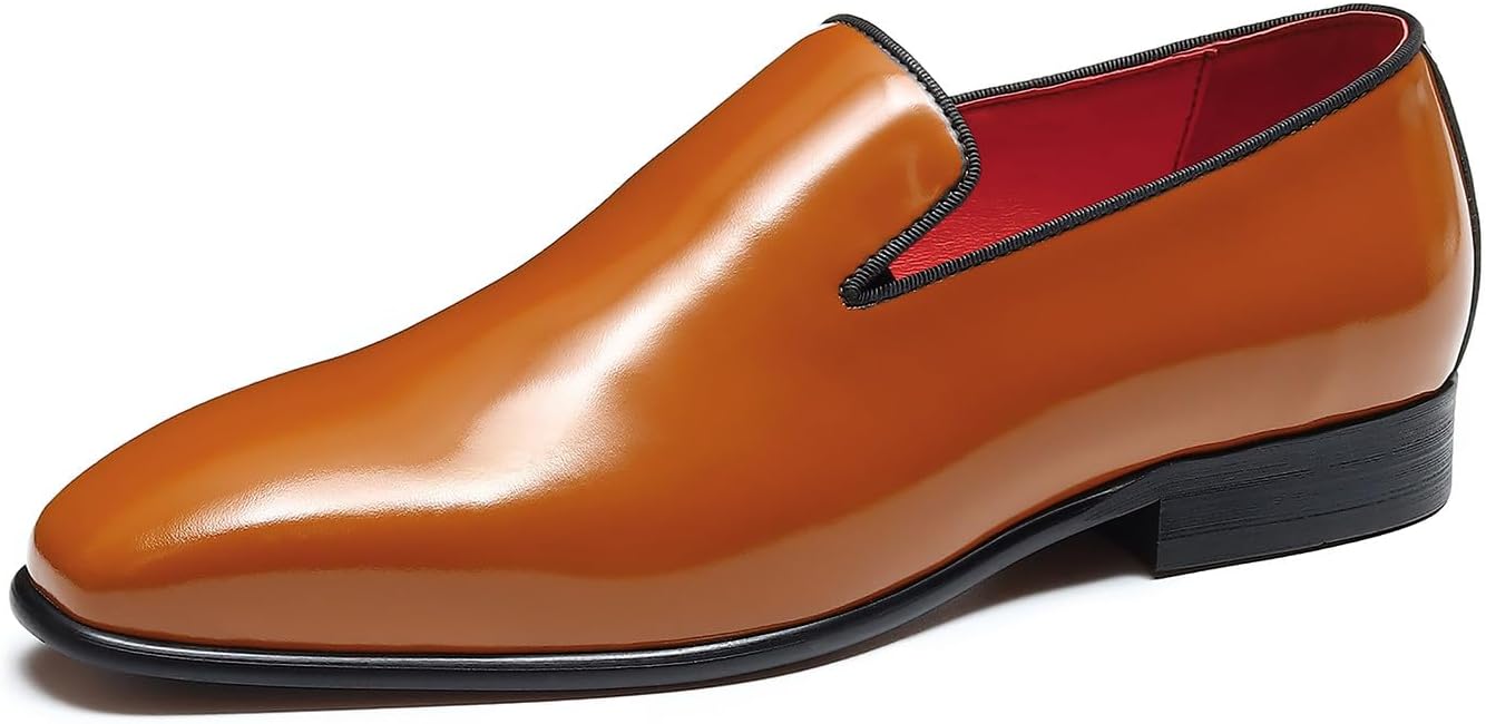 

Мужские лоферы Santimon Loafers, повседневные слипоны Penny Loafer, модные, формальные, деловые мокасины, свадебные, под смокинг, из натуральной кожи, удобная обувь для мужчин, оранжевый