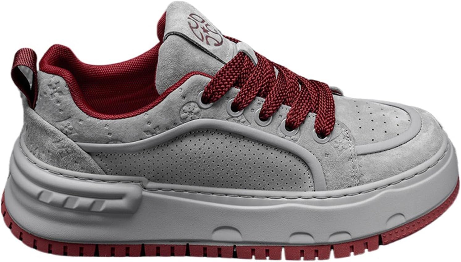 

Мужские сникерсы HOUDBDOL с толстой подошвой, повседневные кожаные противоскользящие прогулочные туфли, модные низкие кеды на шнуровке в стиле скейтборда, ретро-стритвир, подходят для школы, свиданий и работы, серый