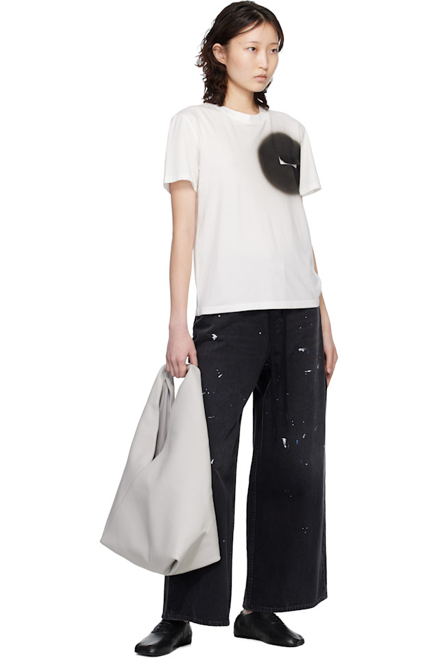 Mm6 Maison Margiela Футболка Off-White с изображением аэрозольной краски — фото 4
