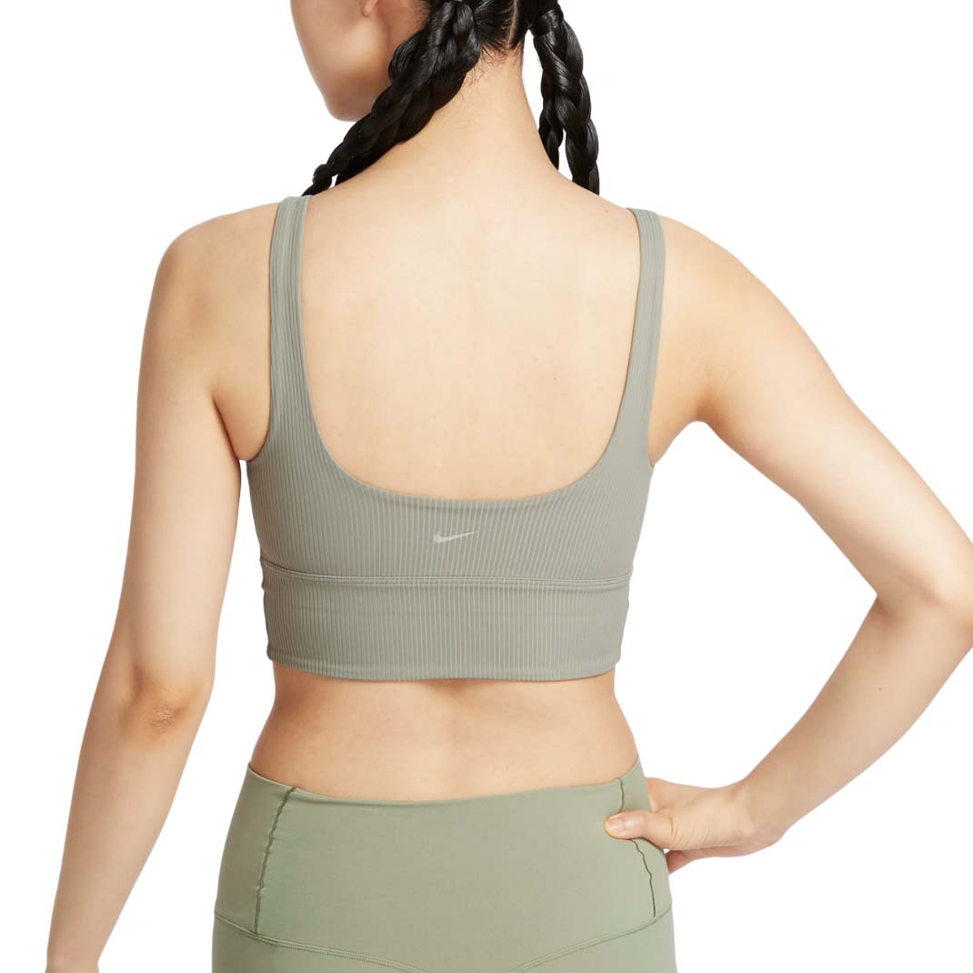 Бюстгальтер (WMNS) Nike Zenvy Rib Light-Support Padded Longline Sports Bra Asia Sizing 'Light Army' — фото 2