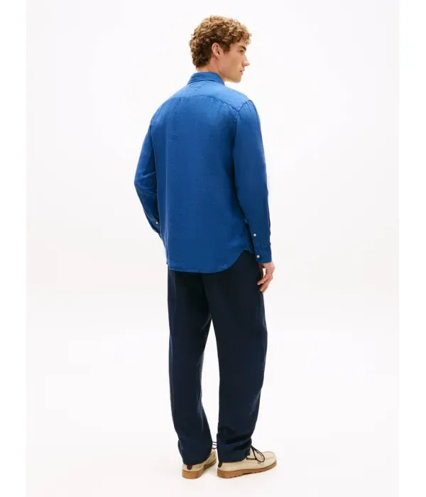 Льняная рубашка regular fit Tommy Hilfiger, синий — фото 3