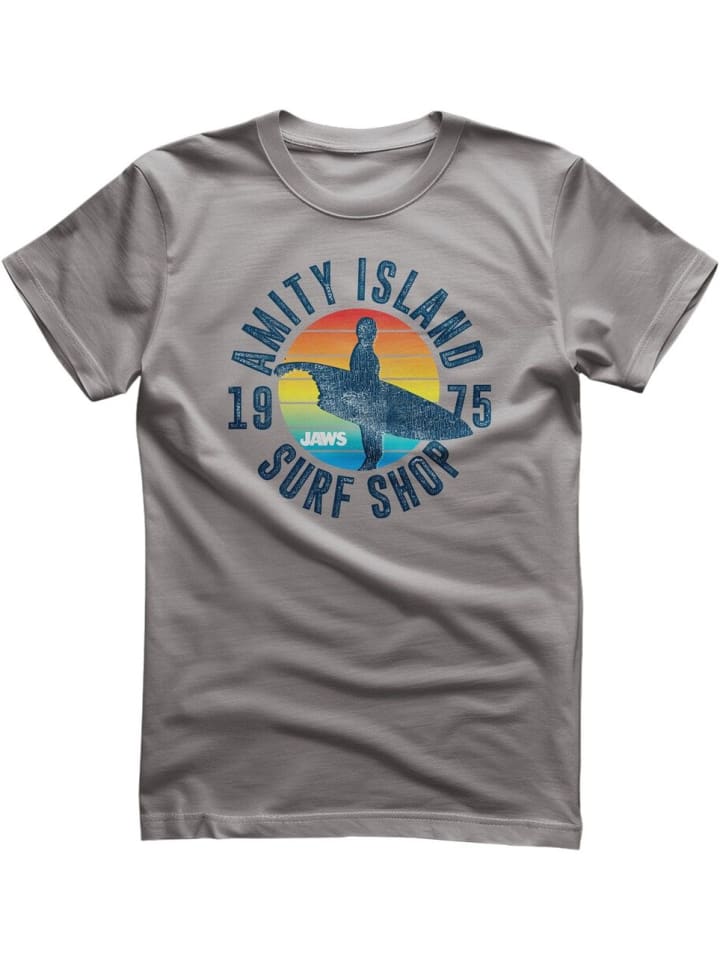 

Футболка Amity Island Surf Shop T-Shirt серого цвета Jaws, Серый, Футболка Amity Island Surf Shop T-Shirt серого цвета Jaws