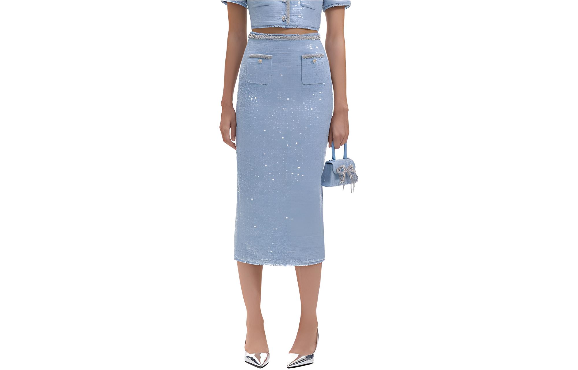 

Self-portrait Повседневная длинная юбка Women's Misty Blue